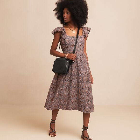 Banana Republic Tie-Back Midi Dress Blush Ash SP - Picture 1 of 10